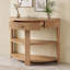 Console cannelée demi-lune avec tiroir et tablettes-1788216507