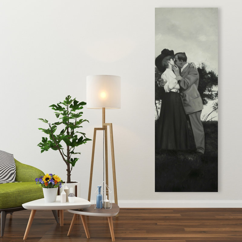 «Vintage Couple Kissing», toile décorative de chambre à coucher beige