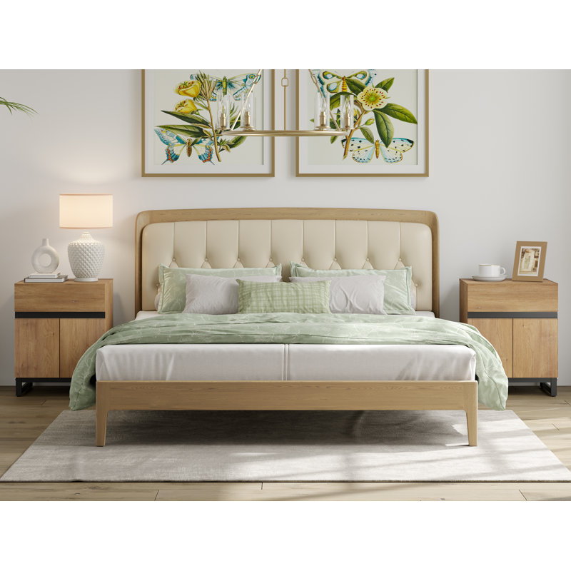 Latitude Run 2 Pack Modern Oak End Tables with Drawer
