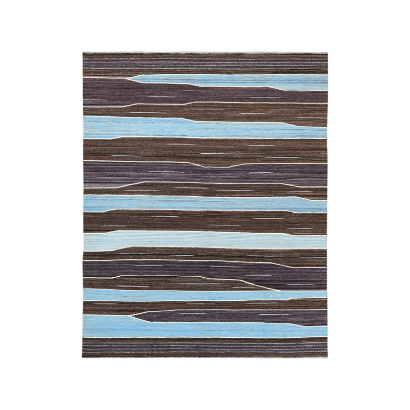 Tapis kilim tissé à la main brun et bleu 8 pi 2 po x 10 pi 1 po 3B53F5B437E04795BC2BF07539CAD401