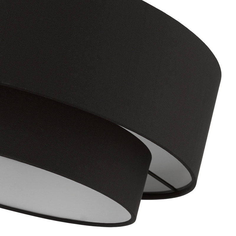 Bhagipuri Linen Blend Semi Flush Mount, Black, 8.75" H x 15" W x 15" D, Black