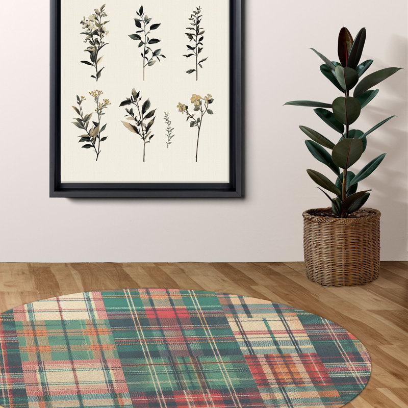 Timeless Check Grids Braided Rug, Round 5'
