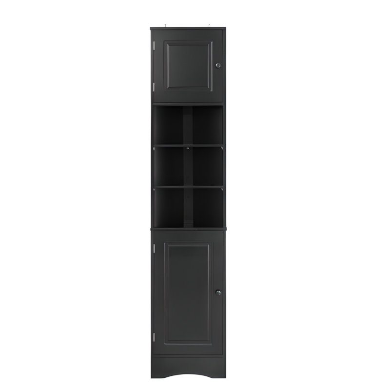 Multi Functional Corner Cabinet With Two Doors And Adjustable Shelves, Black