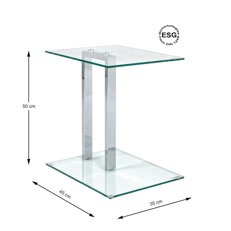 Holly Glass Top C Table End Table