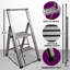Échelle moderne en aluminium 2 marches Sorfey Premium. Léger, profil ultra mince, marches antidérapantes, robuste et portable pour la maison, le bureau, la cuisine, la photographie, finition en aluminium