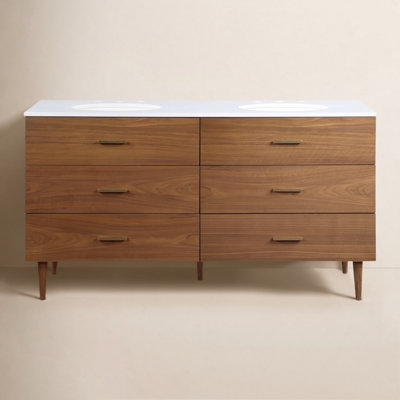 Dondi 60" Walnut Double Bathroom Vanity