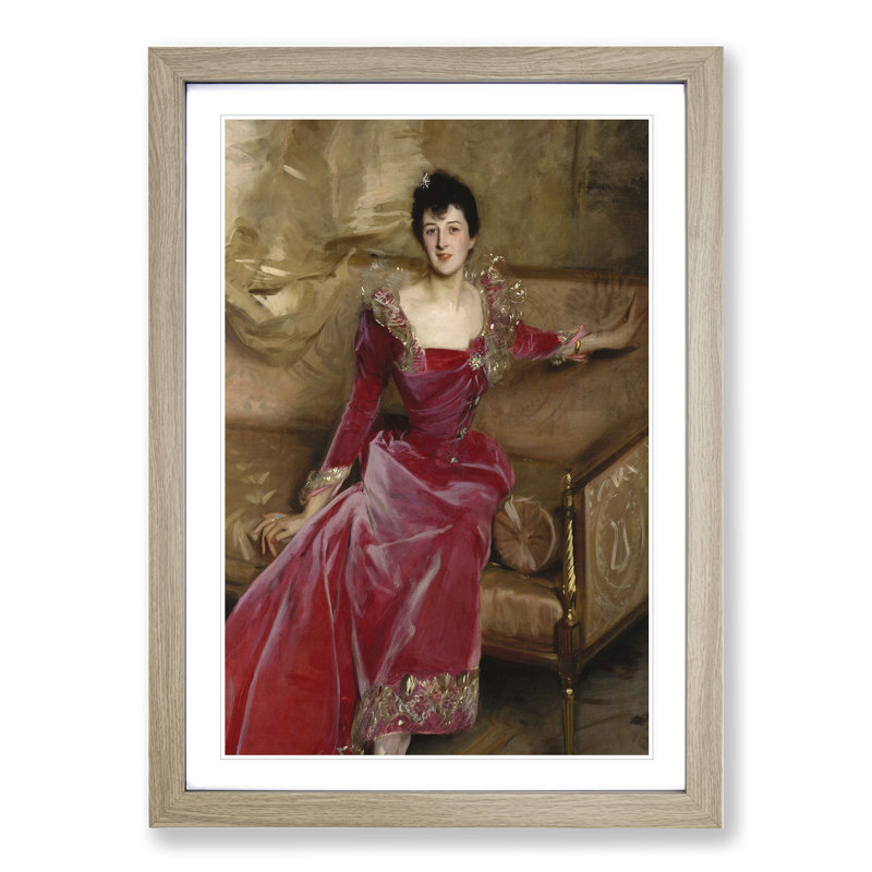 XX-A-3428X Mrs. Hugh Hammersley by John Singer Sargent - Picture Frame Painting, 48cm H x 36cm W x 2cm D, Oak Framed