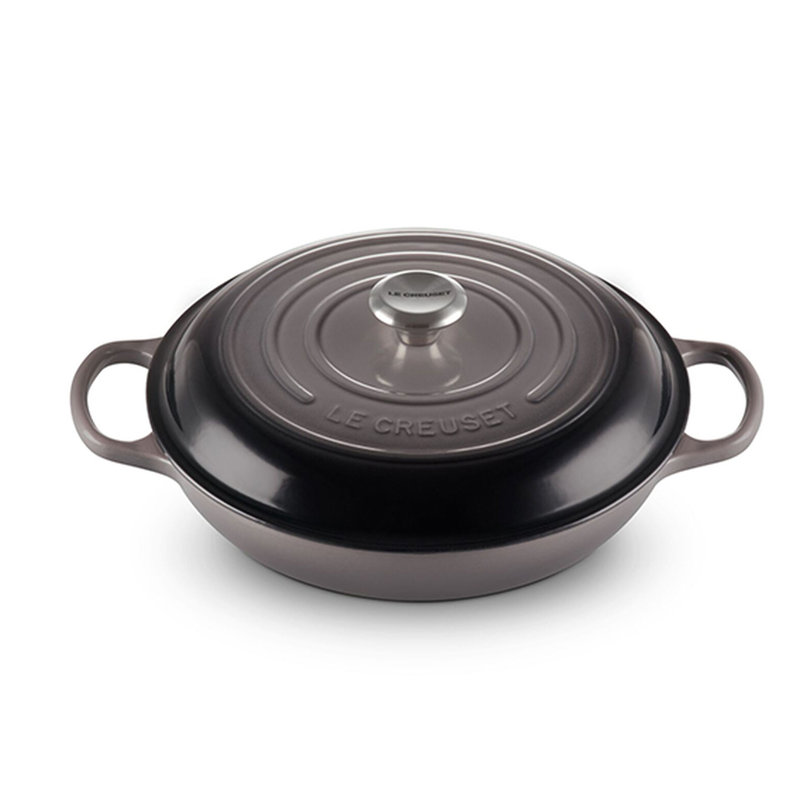 Le Creuset Signature Enameled Cast Iron Braiser with Lid, Oyster, 3.5 quarts