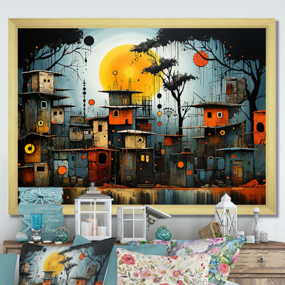 Yellow African Pygmy Village Chronicles III - African Tribal Wall Art
