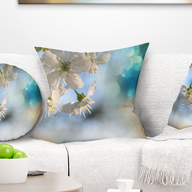 Oreiller d’arbre à fleurs floral, 16 po x 1 po, Coussin décoratif