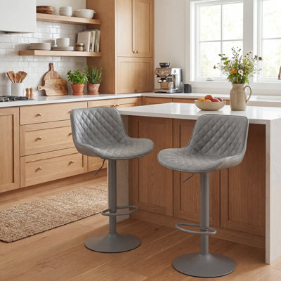 Zager Swivel Upholstered Faux Leather Adjustable Height Counter Stool with Iron Frame