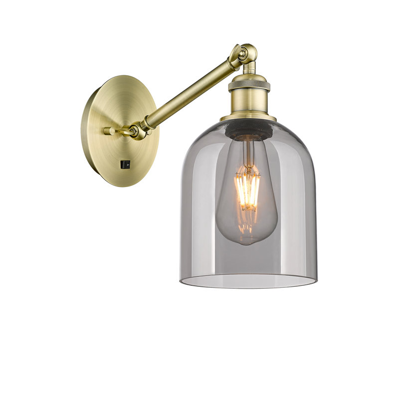 Odaniel Steel Armed Sconce, Light Smoke, Antique Brass