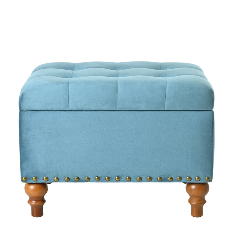 Repose-pieds Modern Living, repose-pieds en velours, Bleu clair