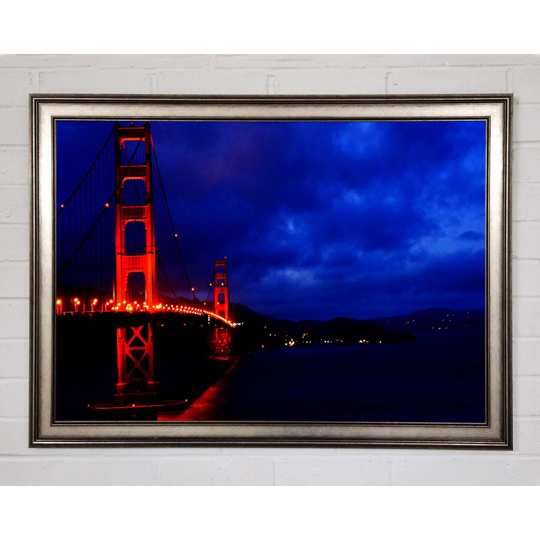 Golden Gate Bridge Rote Lichter - Einzelner Bilderrahmen Kunstdrucke