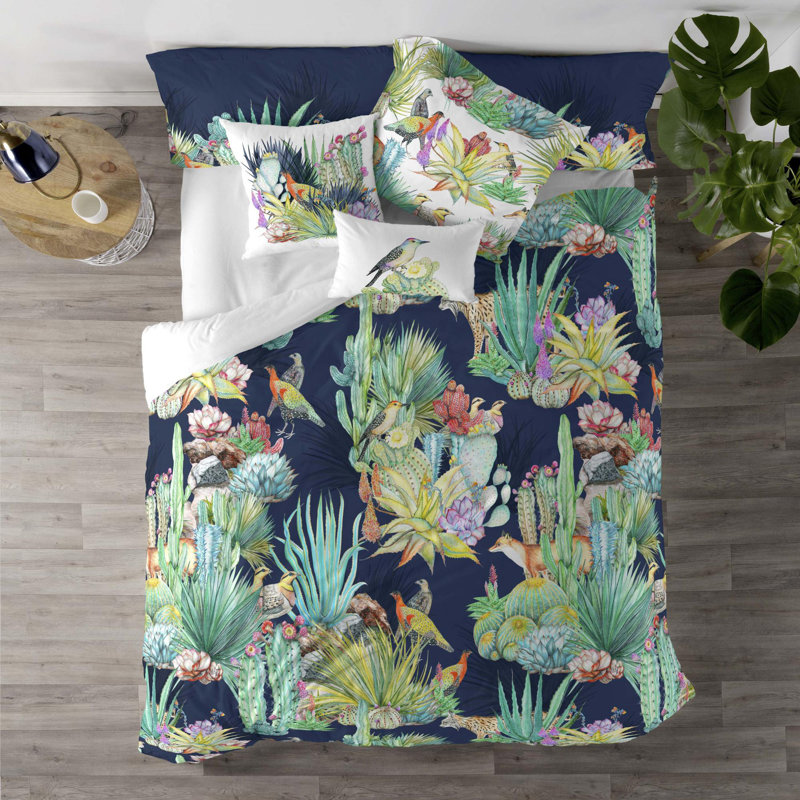 Vavla Cotton Floral Duvet Cover Set with Pillowcases Included, Double Duvet Cover + 2 Pillowcases