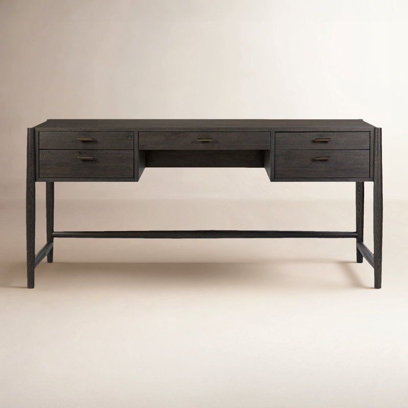 Glenview Solid Wood Writing Desk, Smoked Black Oak