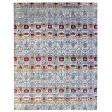 Wool Ikat Area Rug in Blue/Gold/Ivory