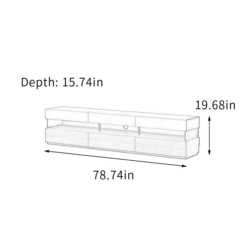 Meuble télé avec rangement Modern Fashion, H 19,68 po x L 78,74 po x l 15,74 po, Blanc cassé / noir