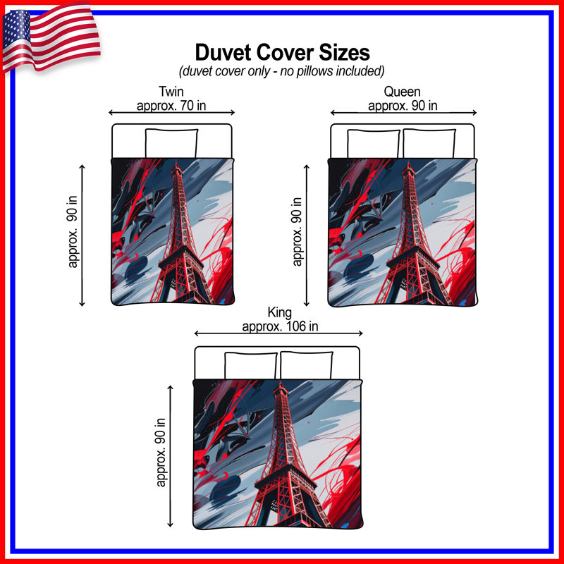 Housse de couette Tour Eiffel Bedding Architecture Modern, Lit simple