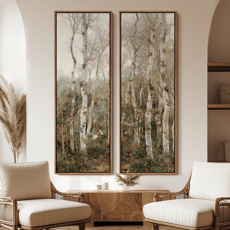 «Vintage Landscape Wall Art», ensemble de 2 toiles encadrées 20 x 60 pouces, Naturel