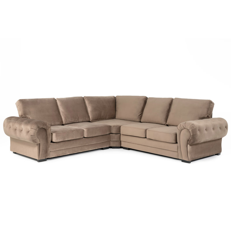 Verona Corner Velvet Sofa, Brown