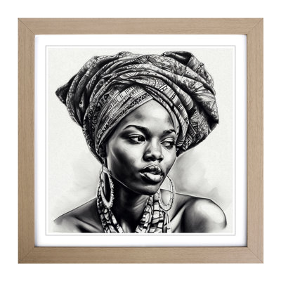 African Woman Drawing - Framed Print