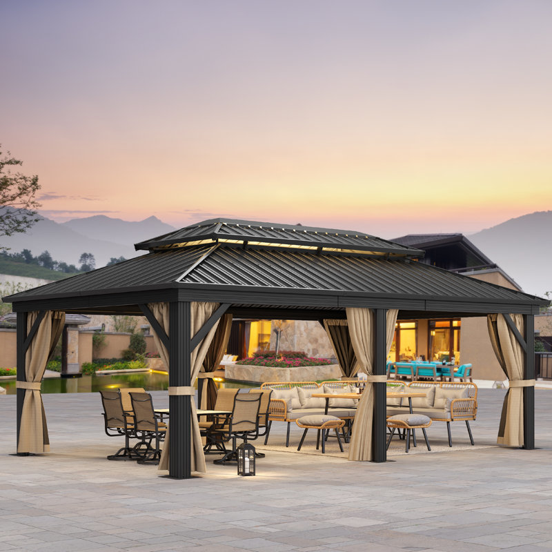 Pavillon de jardin en aluminium, Guirlande 20 pi l 10 pi. x P 12 pi. po