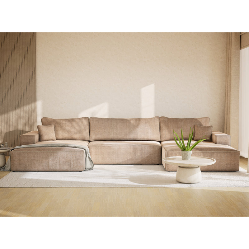 6 Seater Reclining Corner Sofa , Beige