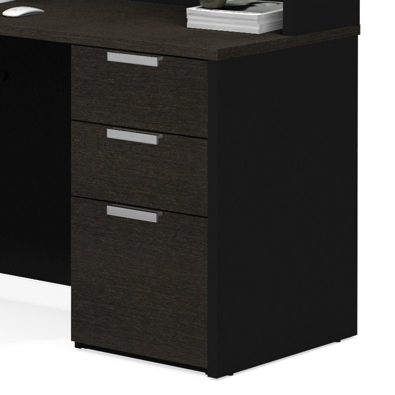 Bureau en coin réversible en U avec rehausse Glidden, Noir
