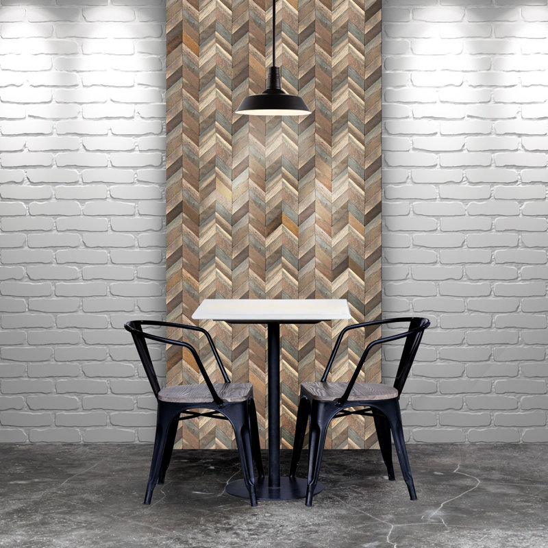 Natural Finish Chevron Boat Wood Mosaic Wall Tile