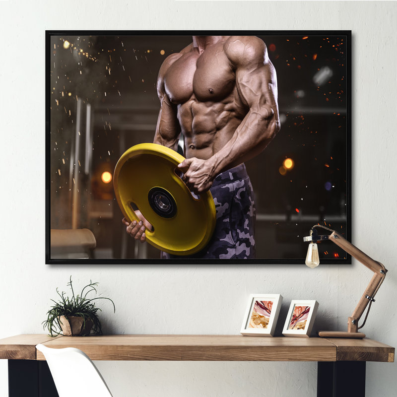 Haltères musclés, H 30 po x l 40 po x P 1,5 po, Cadre flottant noir