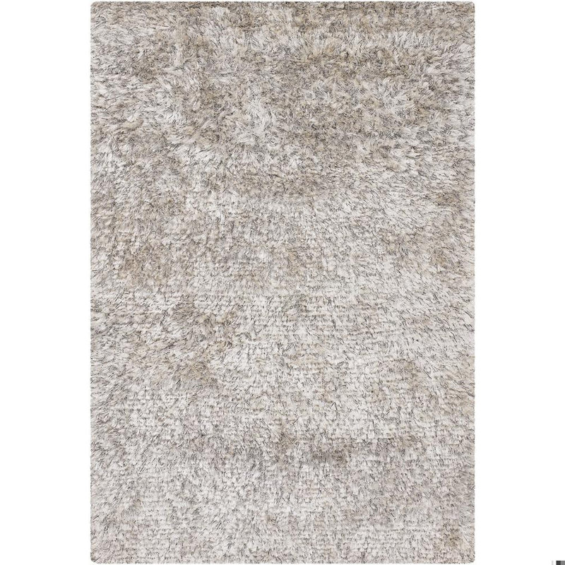 Themis Authentic Hand-Woven Handmade High Pile Modern Ribbon & Strands Shag Polyester Area Rug, Rectangle 9' x 13', Gray