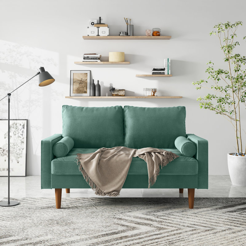 Masterson Loveseat Sofa, 58" Love Seat for Small Spaces,Spring Cushions,Easy Assembly Sofa Couch w/Throw Pillow for Bedroom Living Room