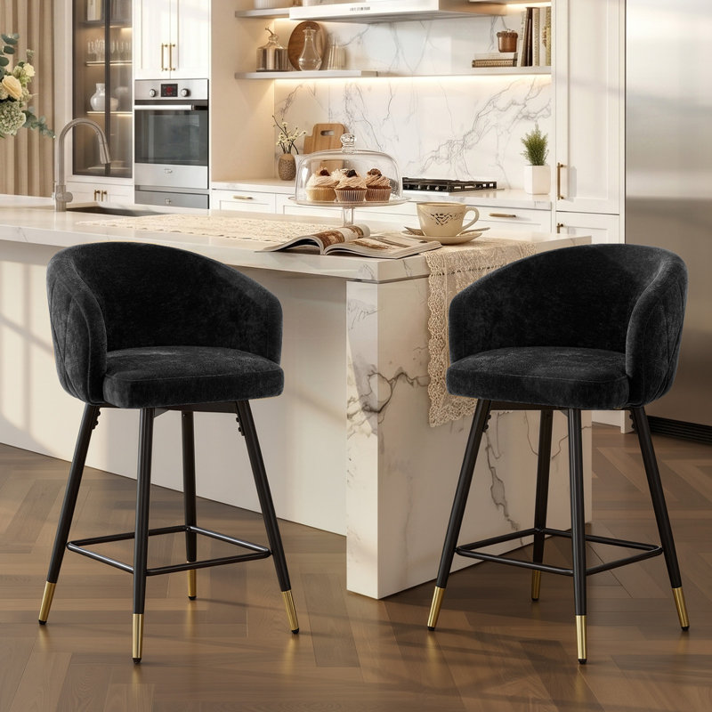  Tabouret de bar et de comptoir pivotant 26 po avec structure en métal, Noir