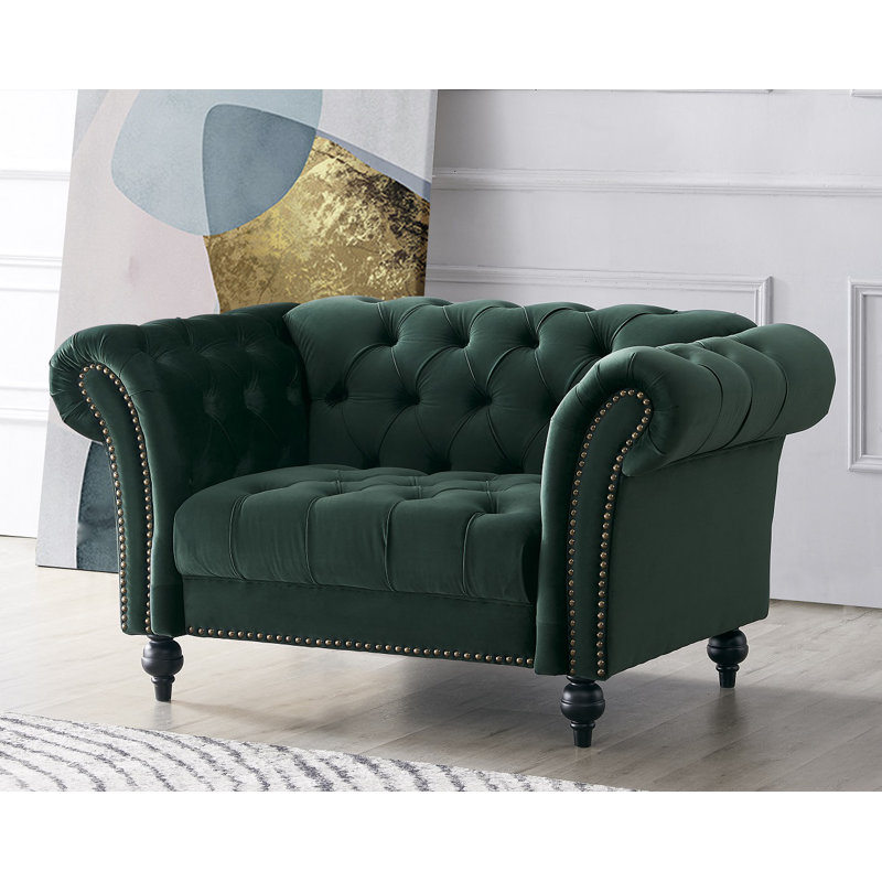 Dahlstrom 1 Seater Velvet Loveseat, Green