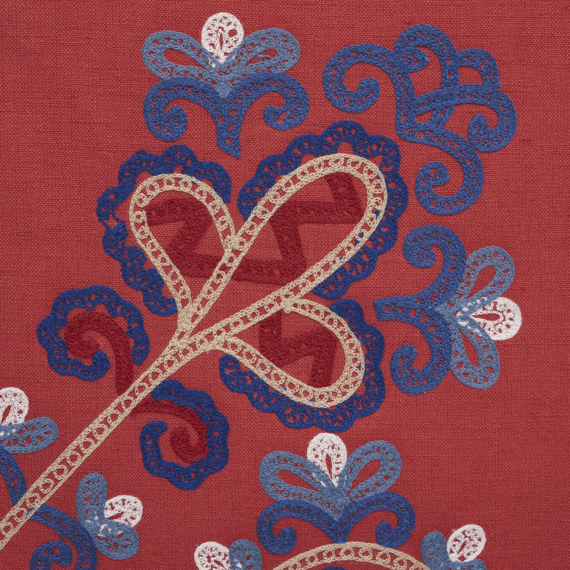 Estrella Embroidery Fabric, Vermilion 