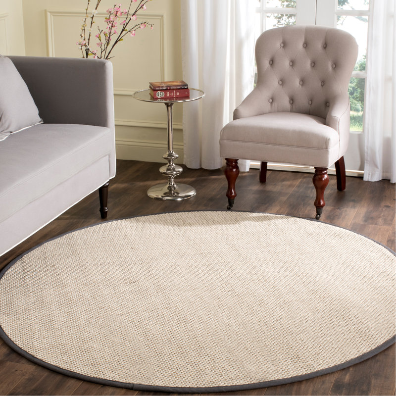 Tapis marbre sisal / gris foncé, Rond 10 pi