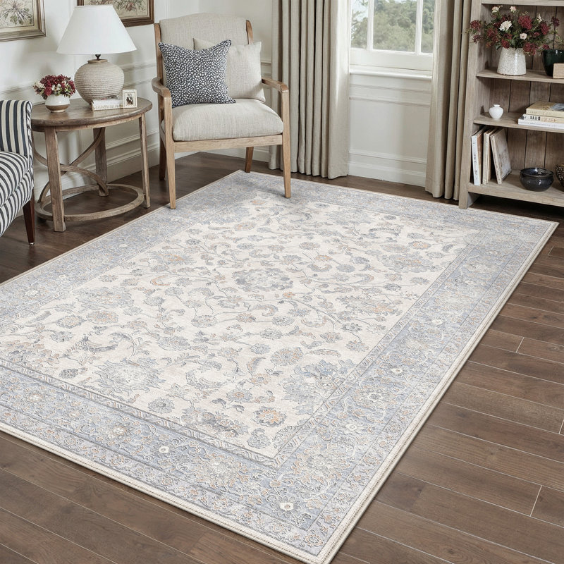 Tapis Lume Classic d'inspiration persane, bleu pâle, Bleu, Rectangulaire 3 pi x 5 pi