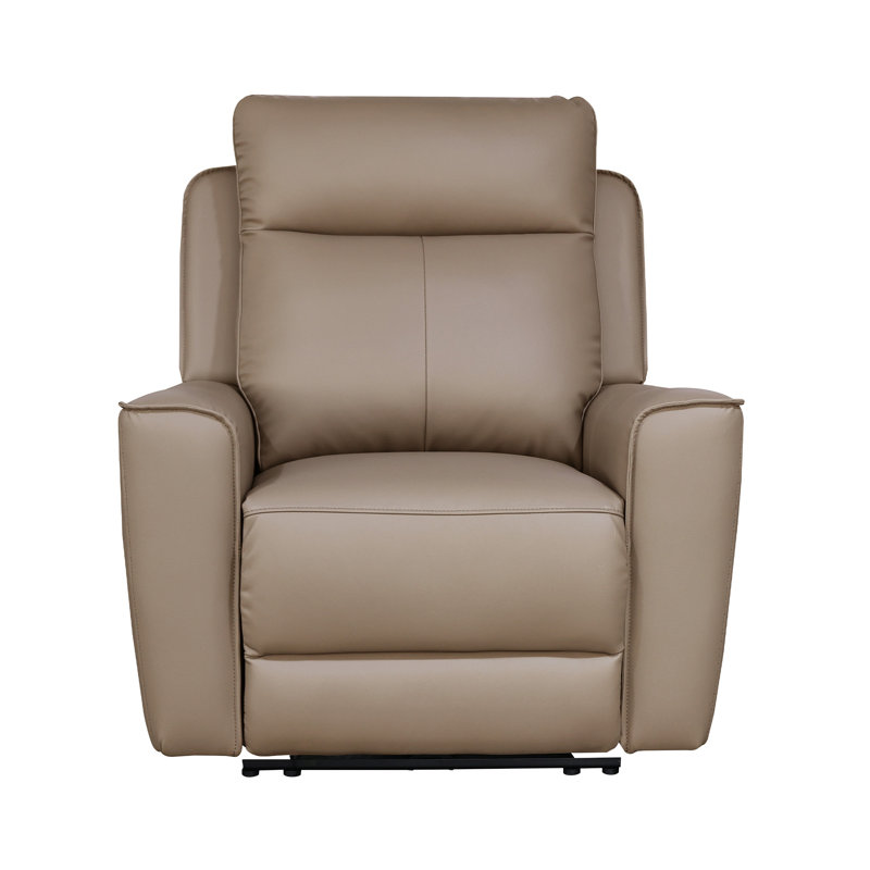 1 Seater Reclining Leather Sofa, Mushroom