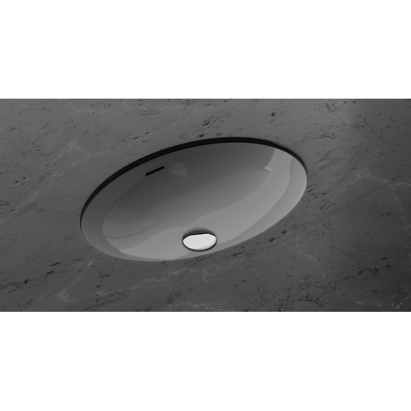 Lavabo de salle de bain ovale encastrable en résine 23,6 po x 16,4 po Badeloft UB-02-GGRY en gris brillant, Gris brillant
