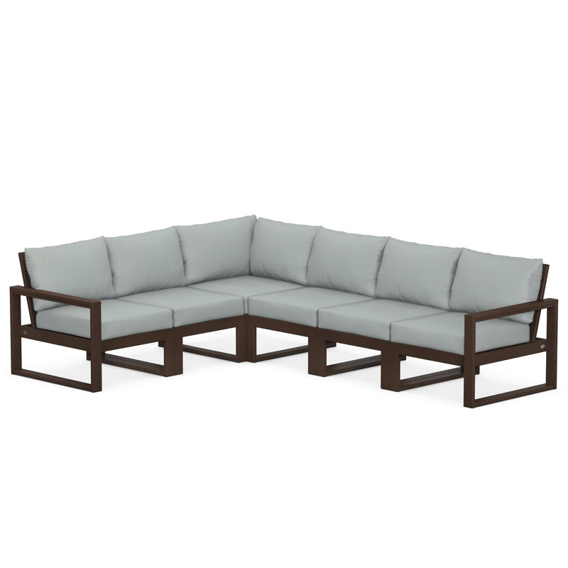 POLYWOOD® Edge 111" Patio Sectional, Mahogany, Natural