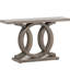 Table d'appoint polyvalente en bois massif gris, profondeur de 140 cm, piètement géométrique imperméable. Table décorative pour entrée, design, placage, montage facile pour la décoration intérieure.