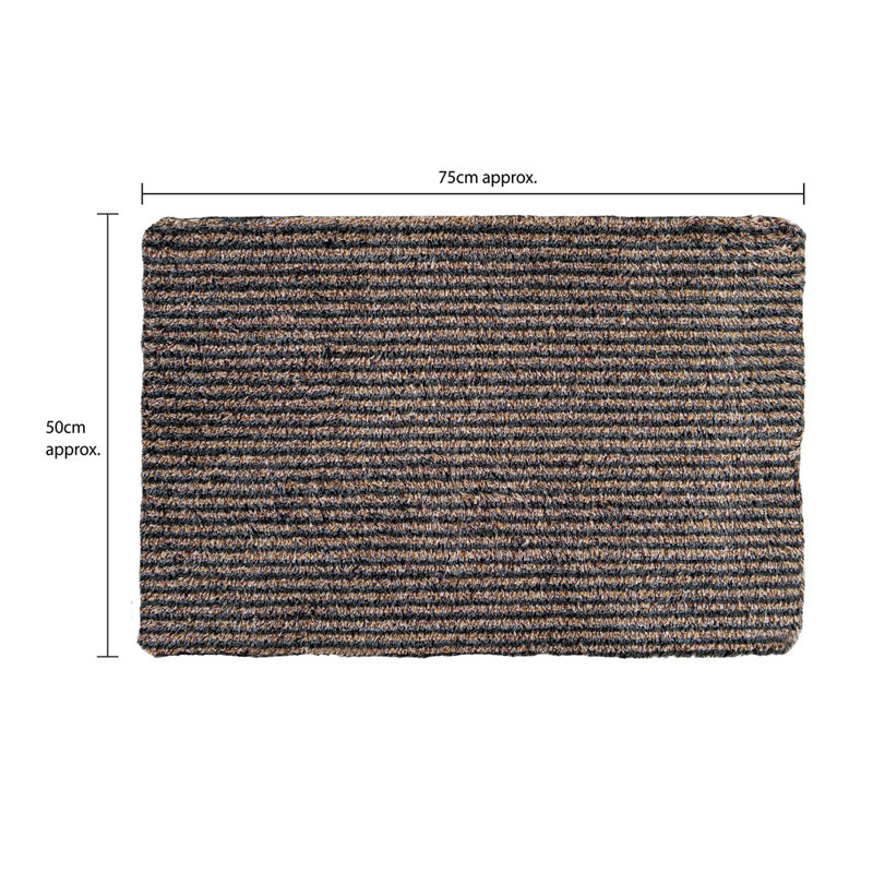 Kensington Non-Slip Striped Indoor Doormat, 1.2cm H x 50cm W x 75cm D