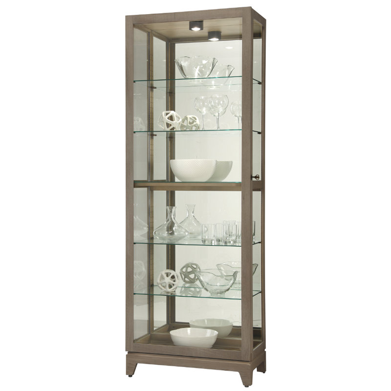 Luke V Lighted Curio Cabinet, Gray