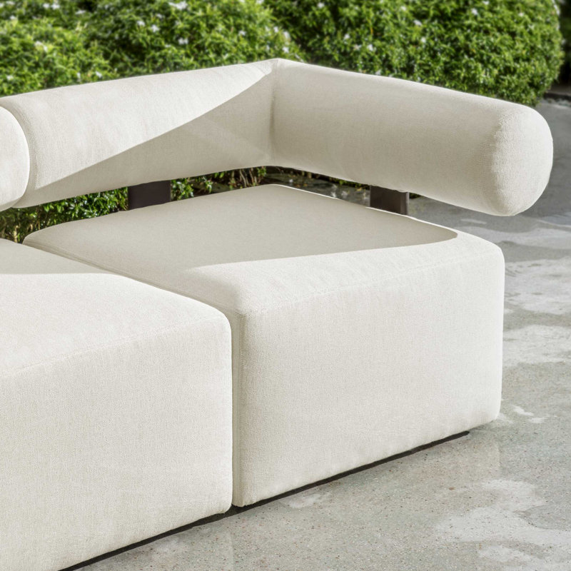  Bolster Back White Outdoor Corner Sofa