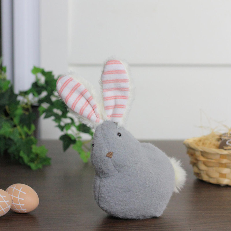 Figurine de table Lapin en peluche, Gris