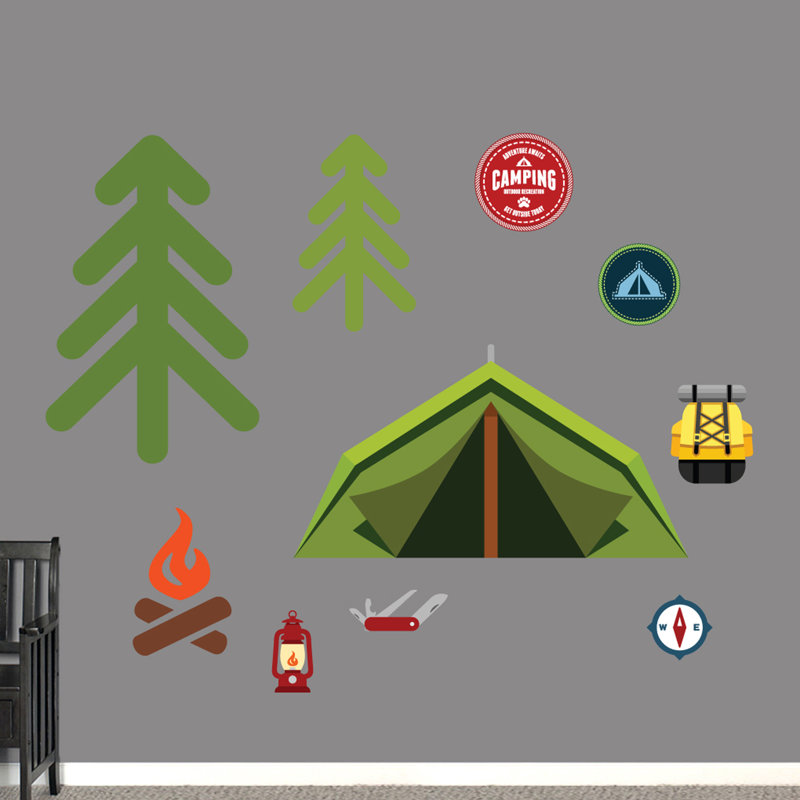 Décalcomanie murale ensemble de camping, Grand