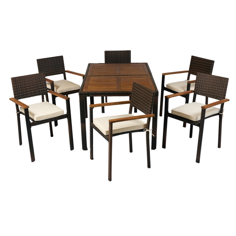 6 - Person Rectangular Outdoor Dining Set With Cushions