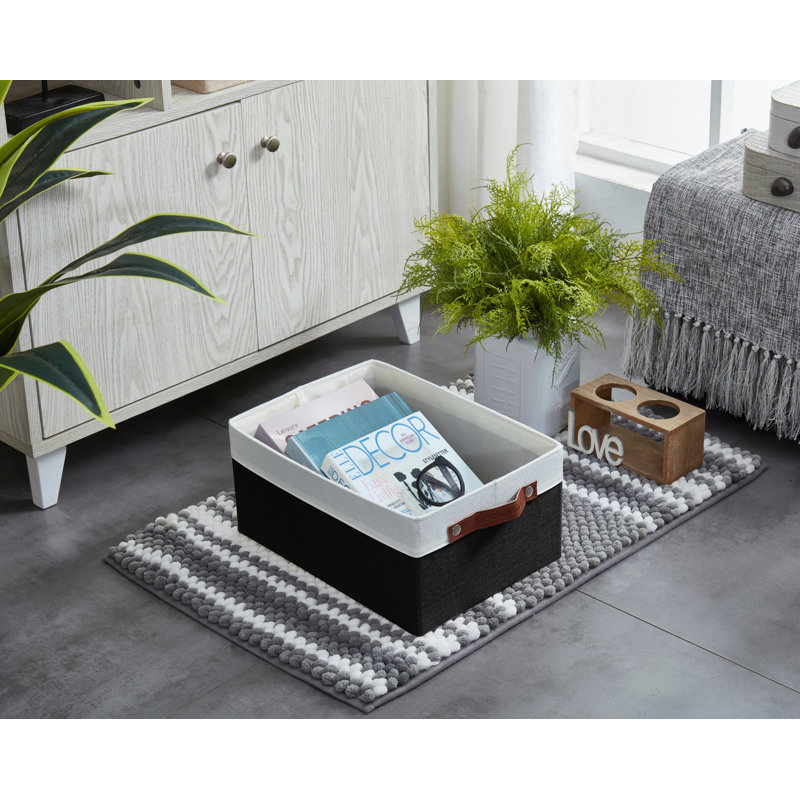 Ensemble de bacs de rangement en tissu, Noir / blanc