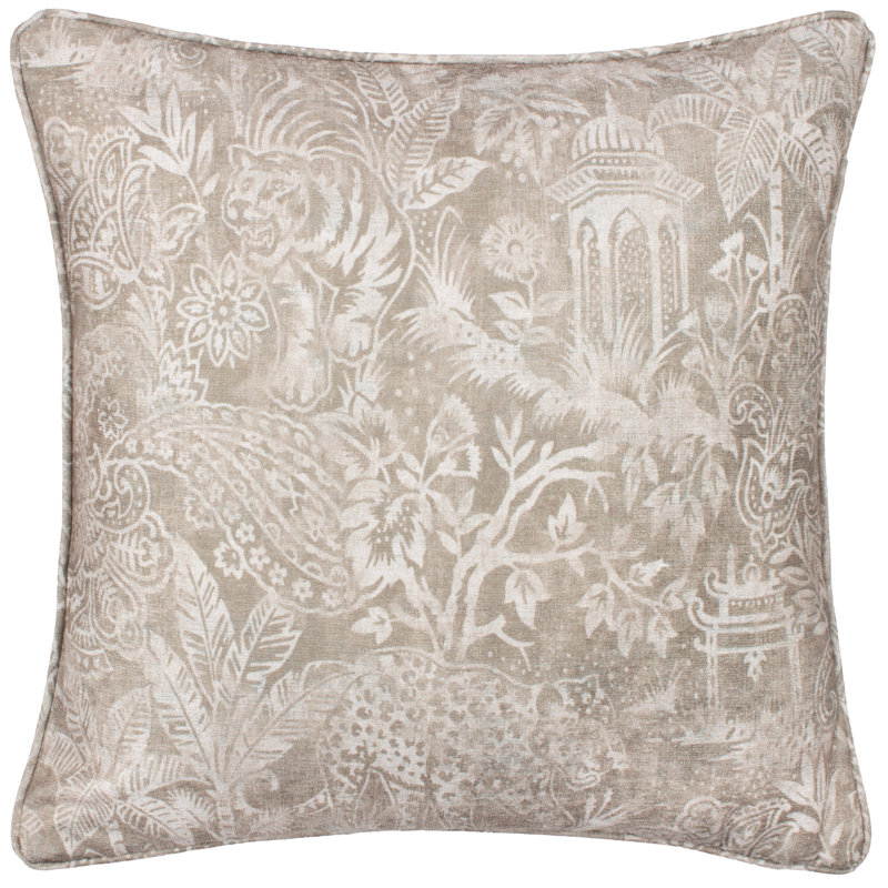 Bengal Toile Square Cushion Cover, Beige, Pillow Cover Only - No Insert